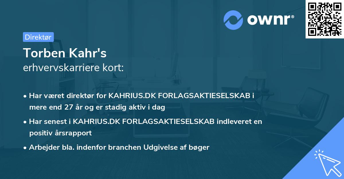 Torben Kahr's erhvervskarriere kort
