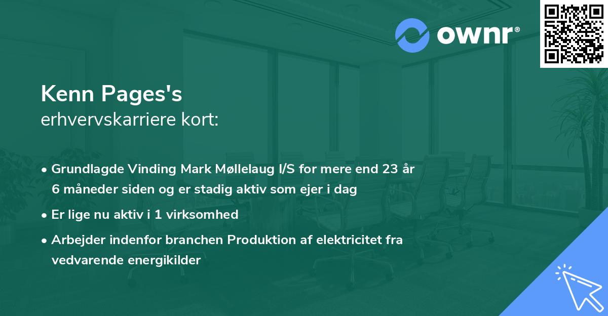 Kenn Pages's erhvervskarriere kort