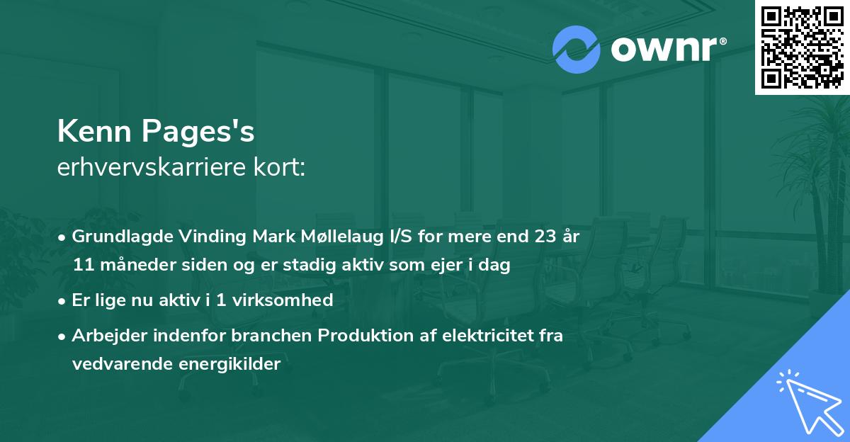 Kenn Pages's erhvervskarriere kort