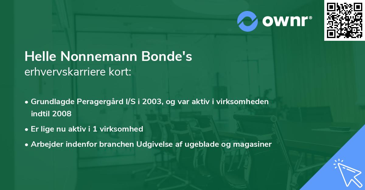 Helle Nonnemann Bonde's erhvervskarriere kort