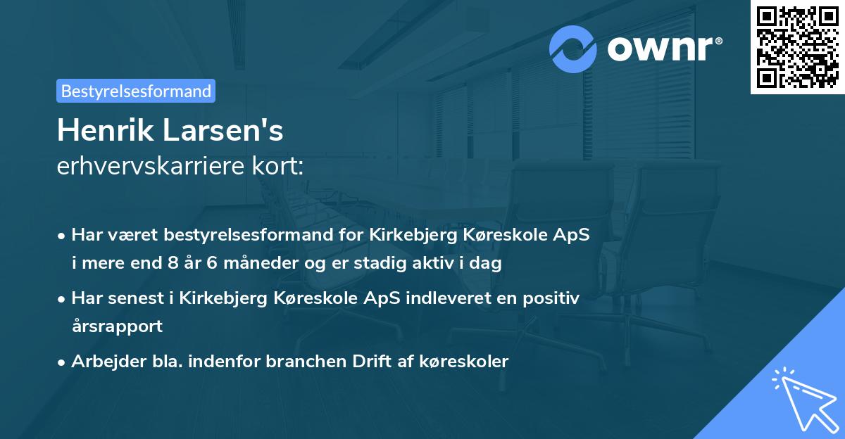 Henrik Larsen's erhvervskarriere kort
