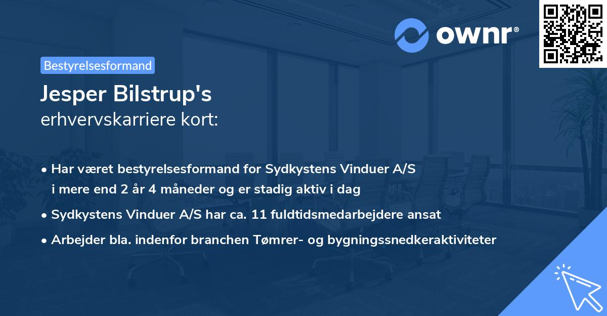 Jesper Bilstrup's erhvervskarriere kort