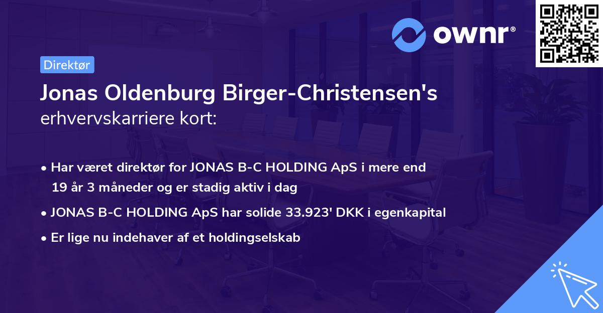 Jonas Oldenburg Birger-Christensen's erhvervskarriere kort