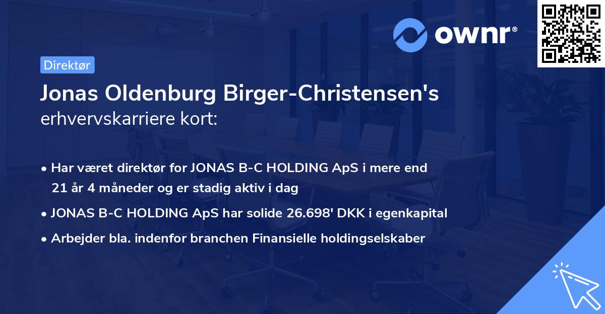 Jonas Oldenburg Birger-Christensen's erhvervskarriere kort