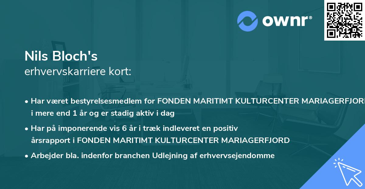 Nils Bloch's erhvervskarriere kort