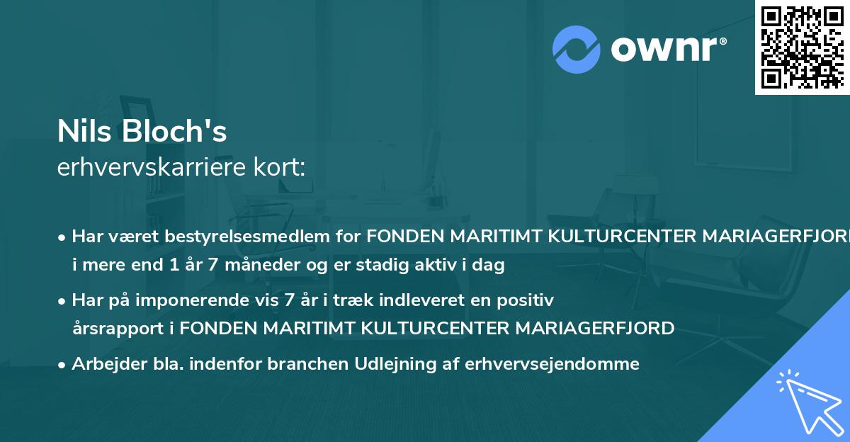 Nils Bloch's erhvervskarriere kort
