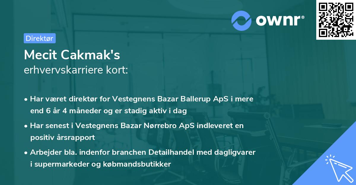 Mecit Cakmak's erhvervskarriere kort