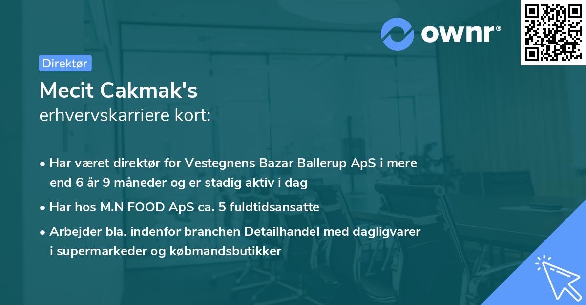 Mecit Cakmak's erhvervskarriere kort