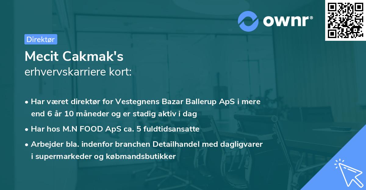 Mecit Cakmak's erhvervskarriere kort
