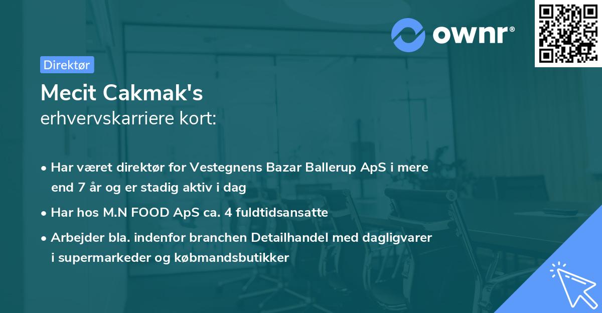 Mecit Cakmak's erhvervskarriere kort