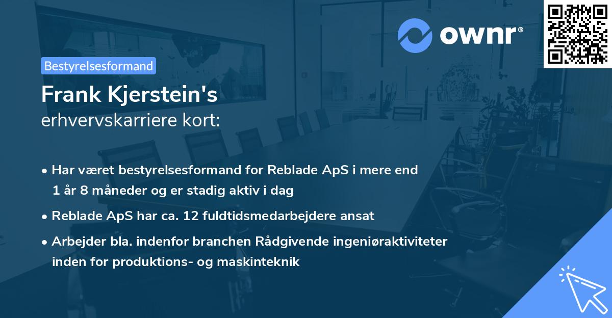 Frank Kjerstein's erhvervskarriere kort