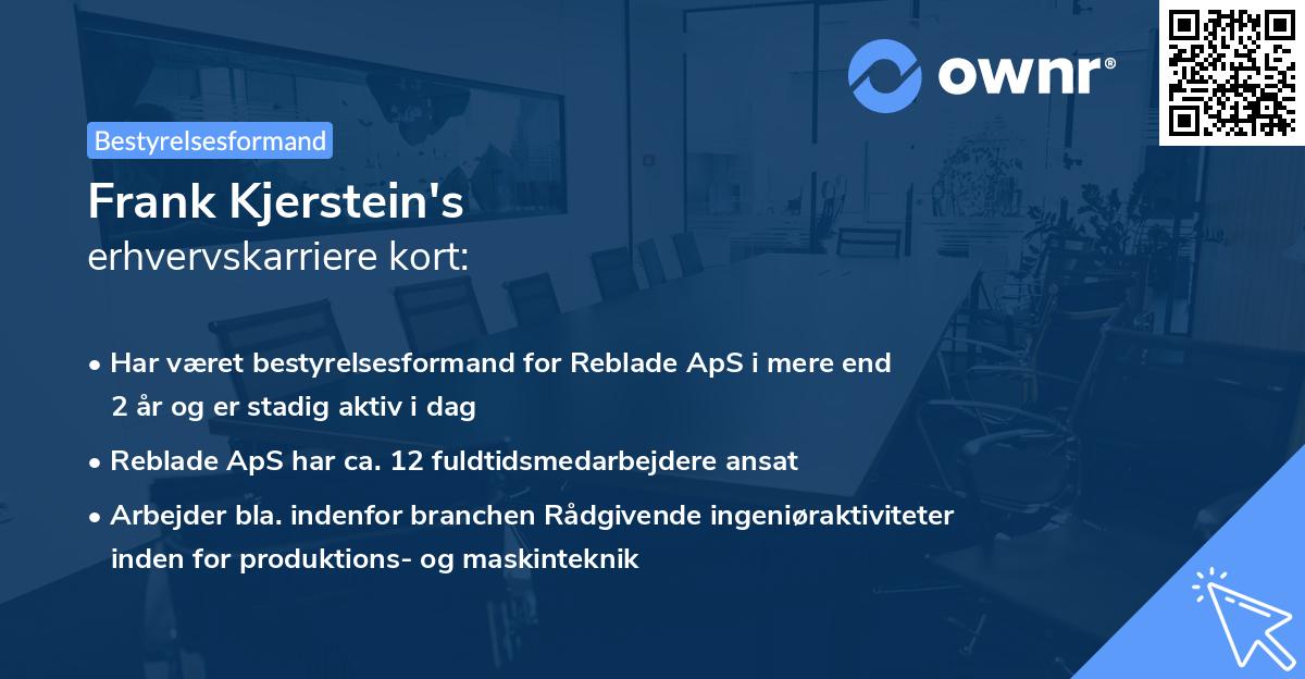 Frank Kjerstein's erhvervskarriere kort