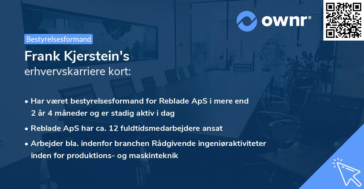 Frank Kjerstein's erhvervskarriere kort