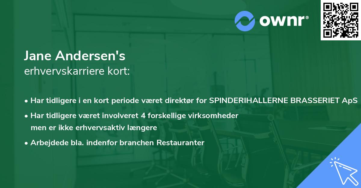 Jane Andersen's erhvervskarriere kort
