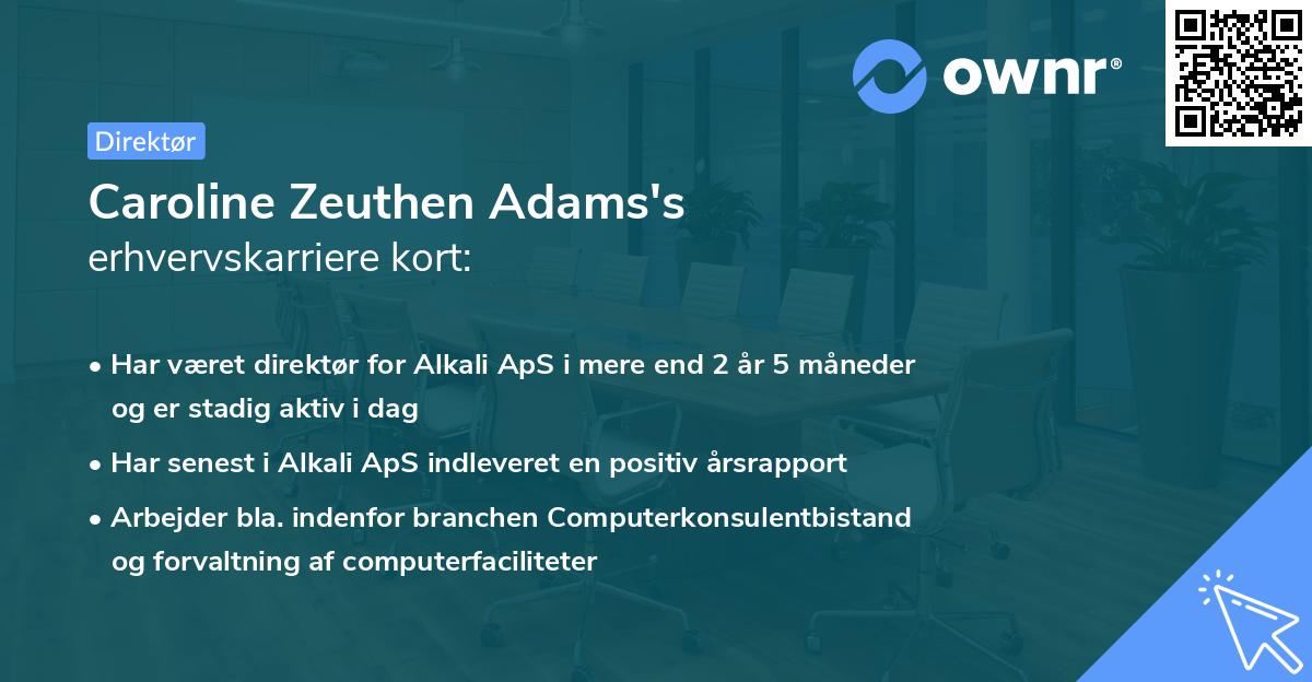 Caroline Zeuthen Adams's erhvervskarriere kort