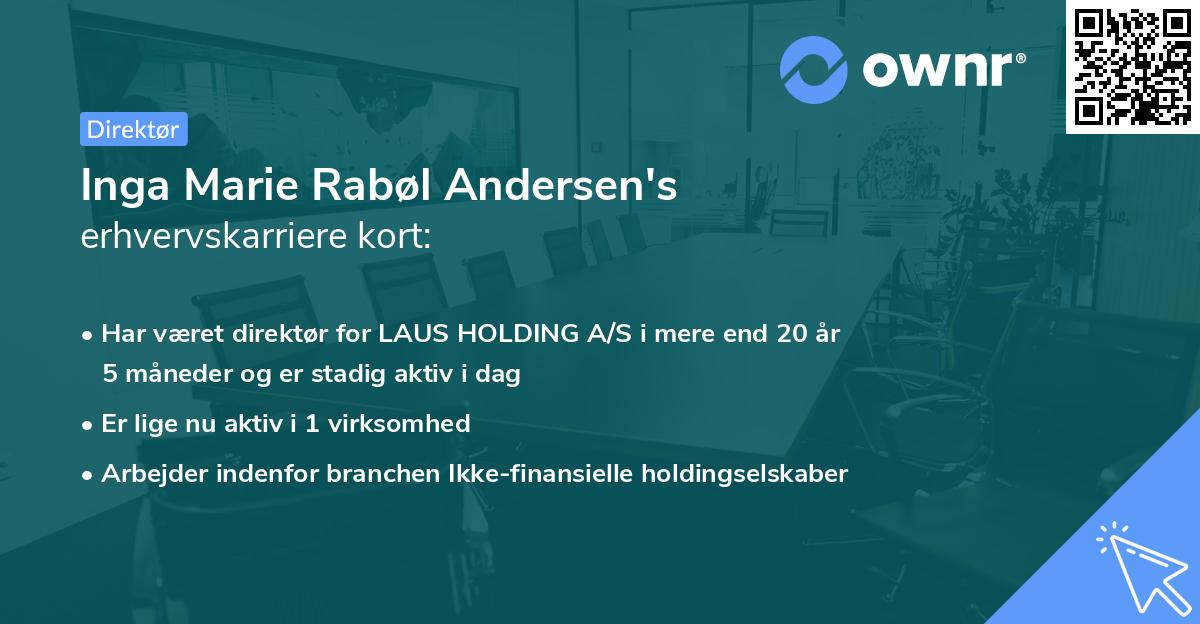 Inga Marie Rabøl Andersen's erhvervskarriere kort