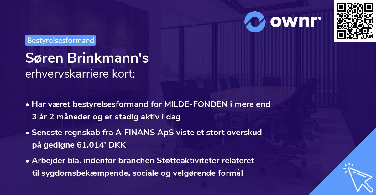Søren Brinkmann's erhvervskarriere kort