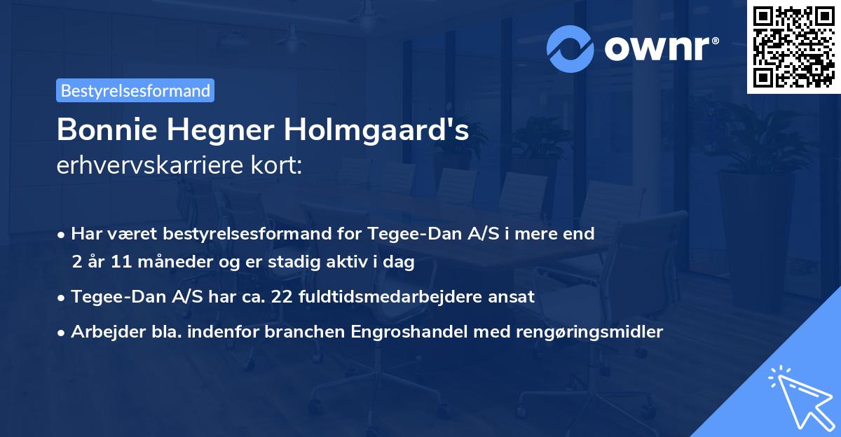 Bonnie Hegner Holmgaard's erhvervskarriere kort