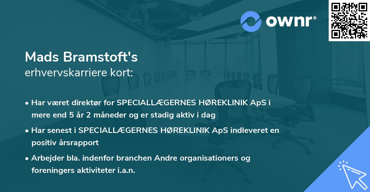 Mads Bramstoft's erhvervskarriere kort