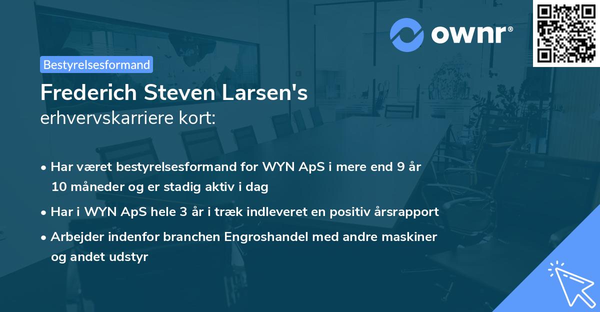 Frederich Steven Larsen's erhvervskarriere kort