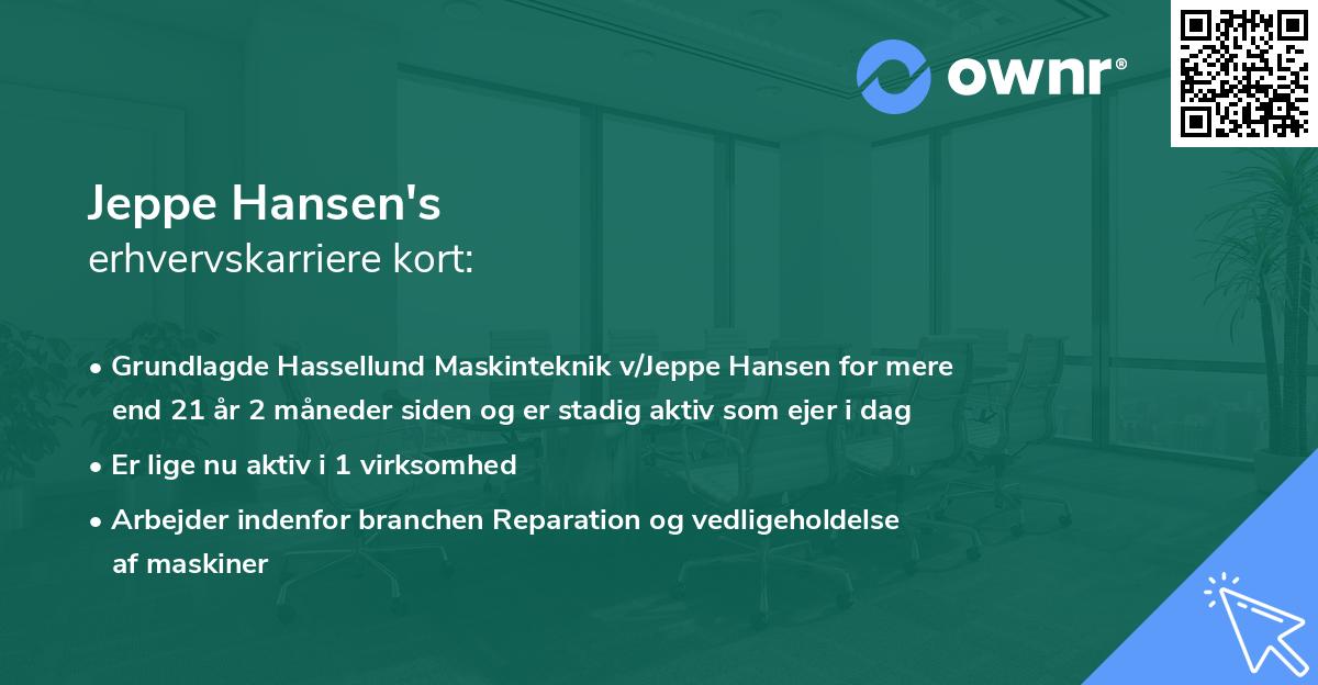 Jeppe Hansen's erhvervskarriere kort