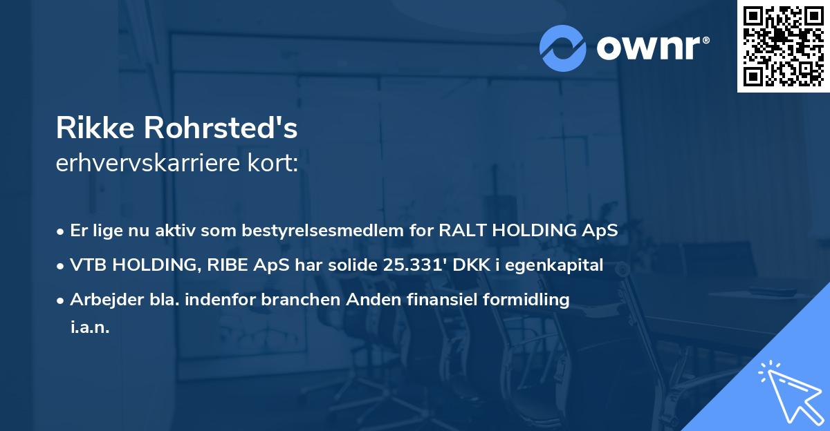 Rikke Rohrsted's erhvervskarriere kort