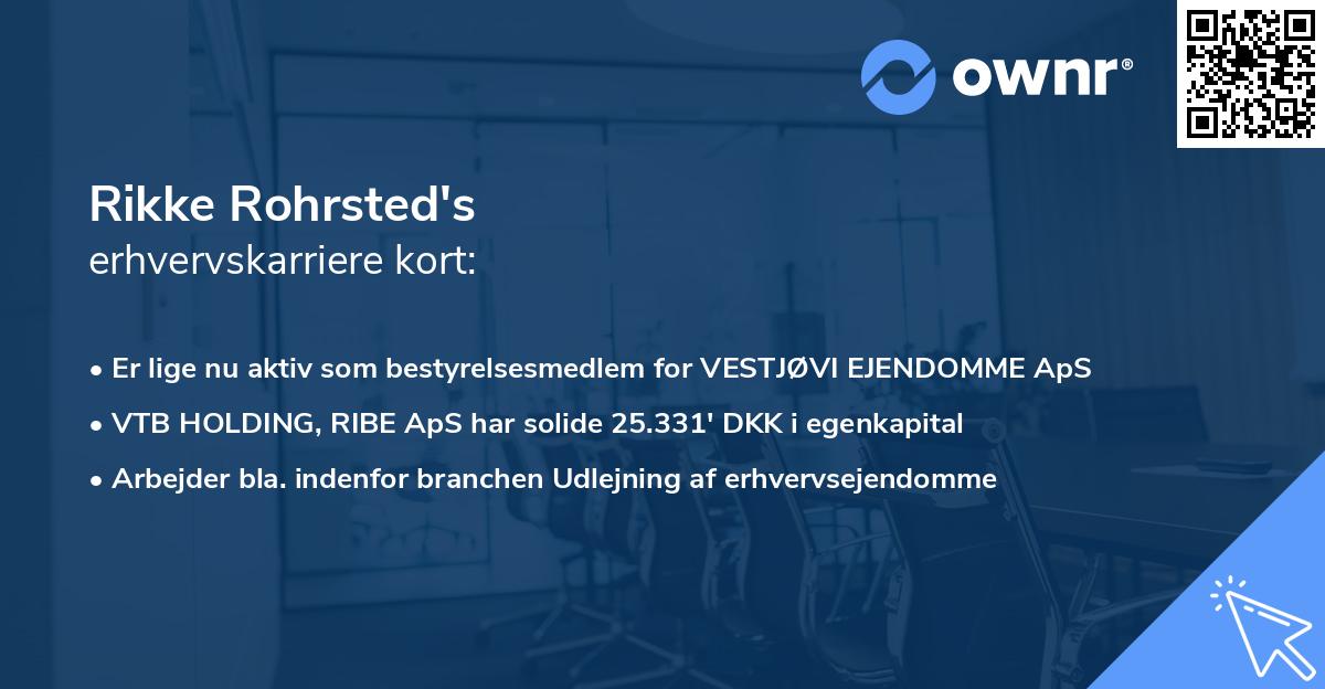 Rikke Rohrsted's erhvervskarriere kort