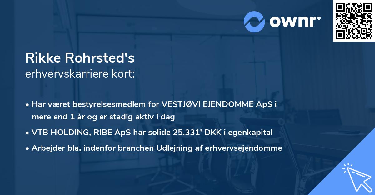 Rikke Rohrsted's erhvervskarriere kort