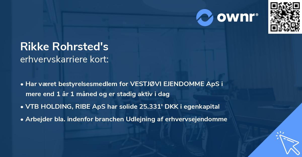 Rikke Rohrsted's erhvervskarriere kort