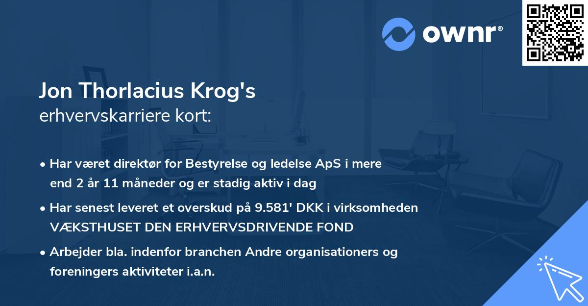 Jon Thorlacius Krog's erhvervskarriere kort