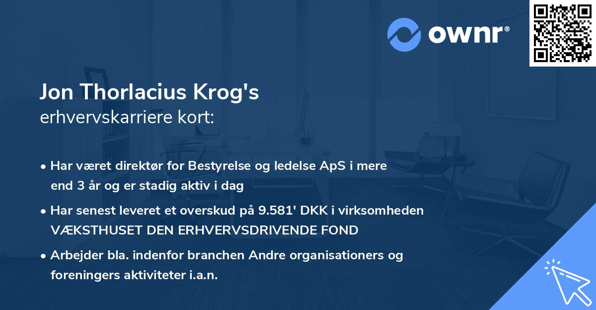 Jon Thorlacius Krog's erhvervskarriere kort