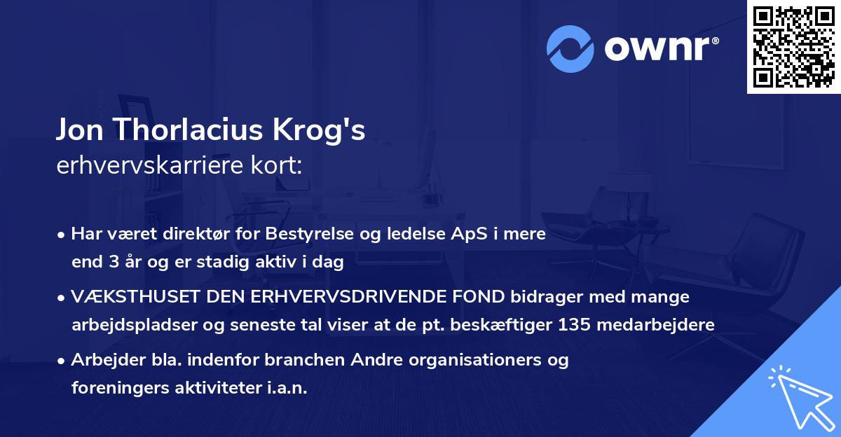 Jon Thorlacius Krog's erhvervskarriere kort