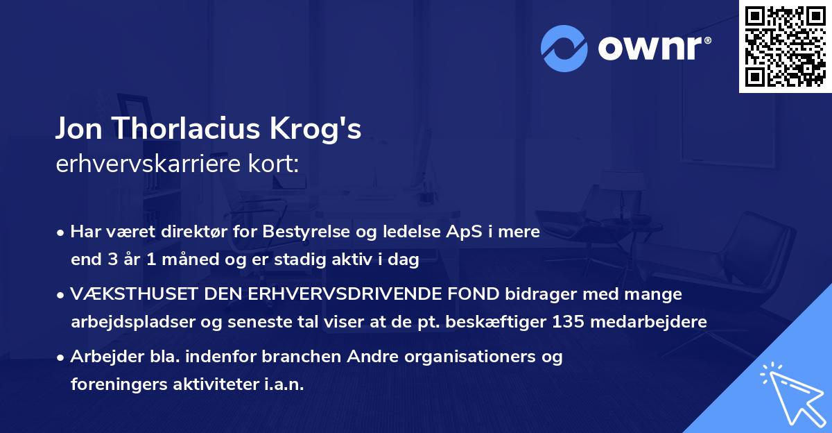 Jon Thorlacius Krog's erhvervskarriere kort