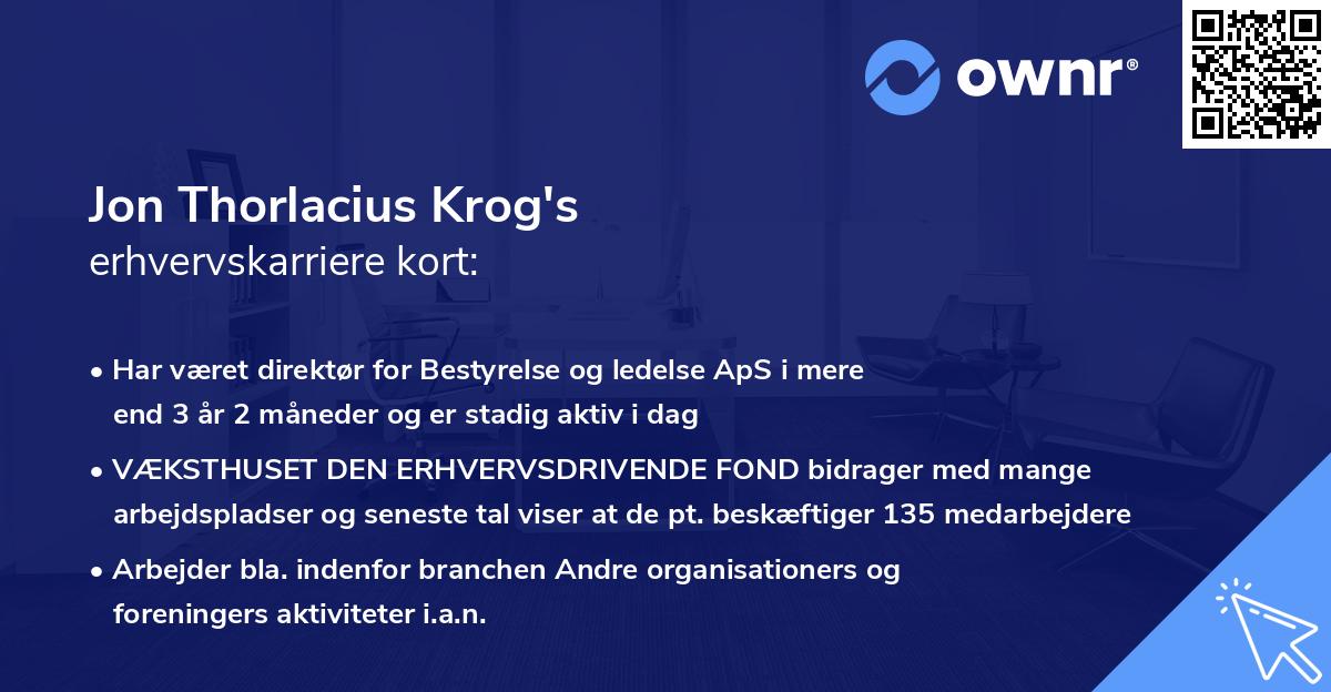 Jon Thorlacius Krog's erhvervskarriere kort