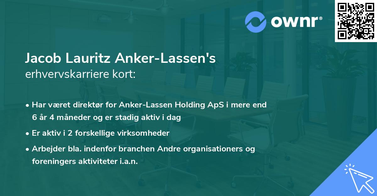 Jacob Lauritz Anker-Lassen's erhvervskarriere kort