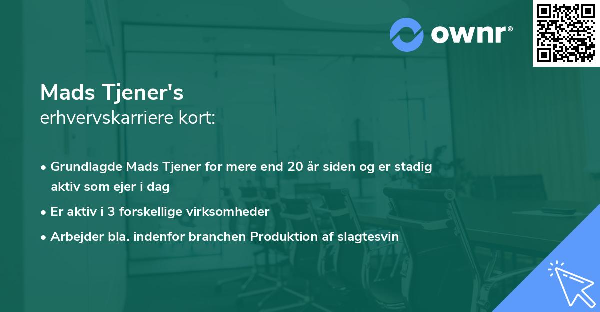Mads Tjener's erhvervskarriere kort