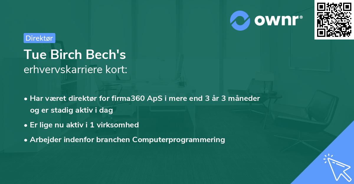 Tue Birch Bech's erhvervskarriere kort