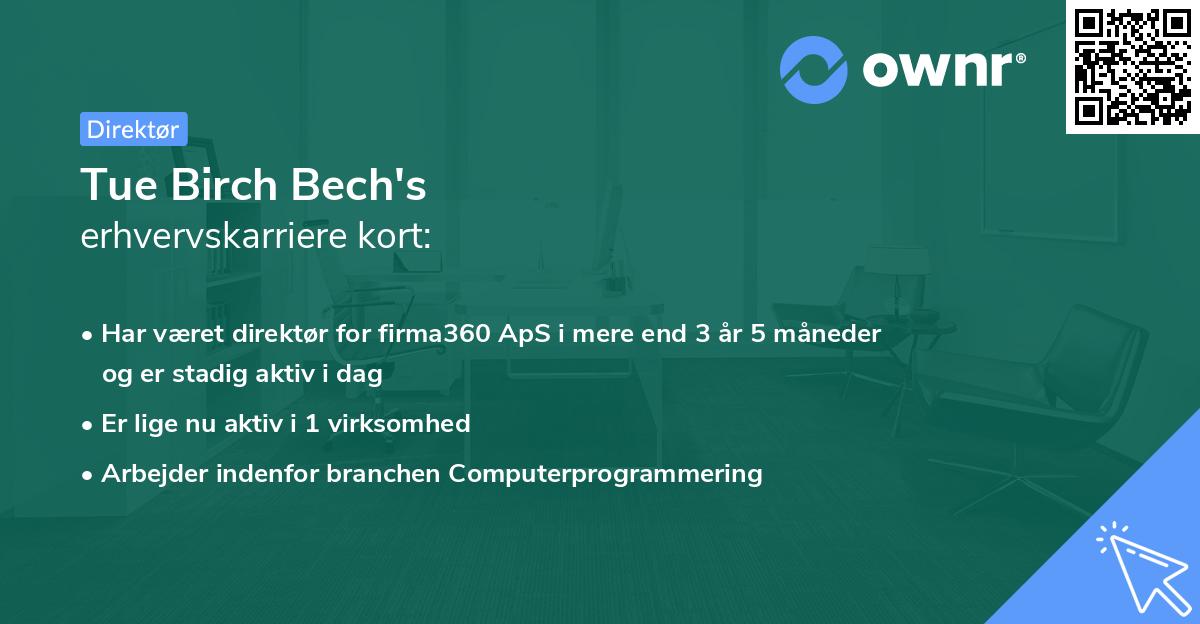 Tue Birch Bech's erhvervskarriere kort