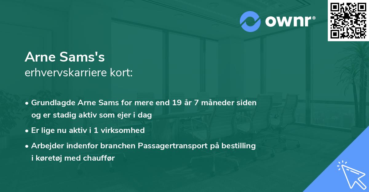 Arne Sams's erhvervskarriere kort