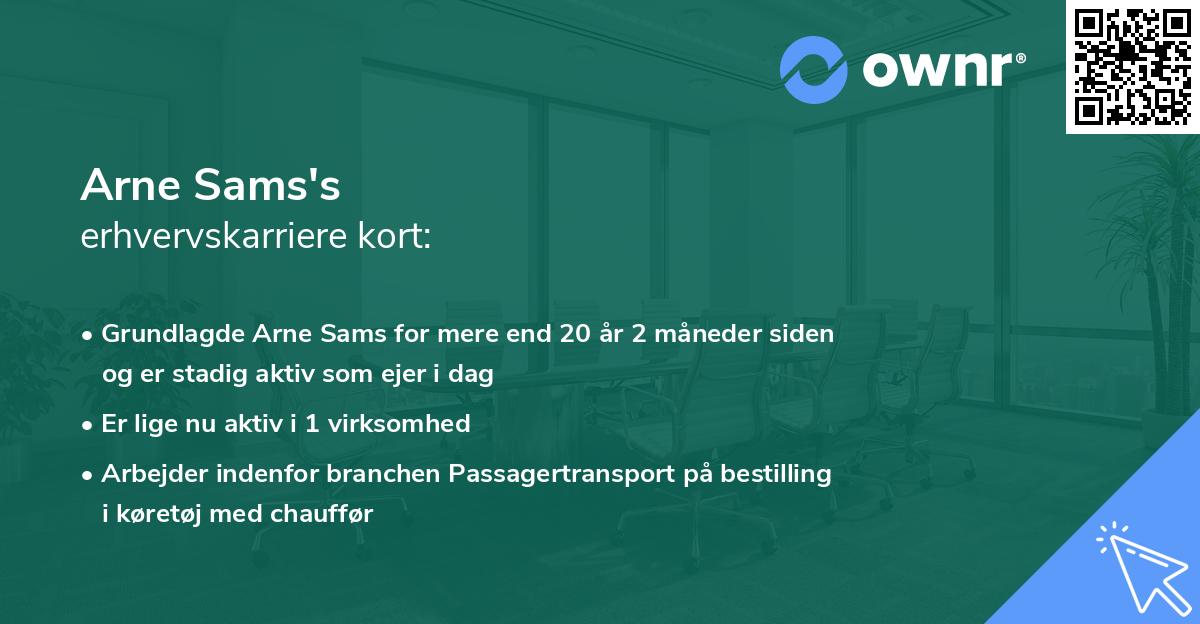 Arne Sams's erhvervskarriere kort