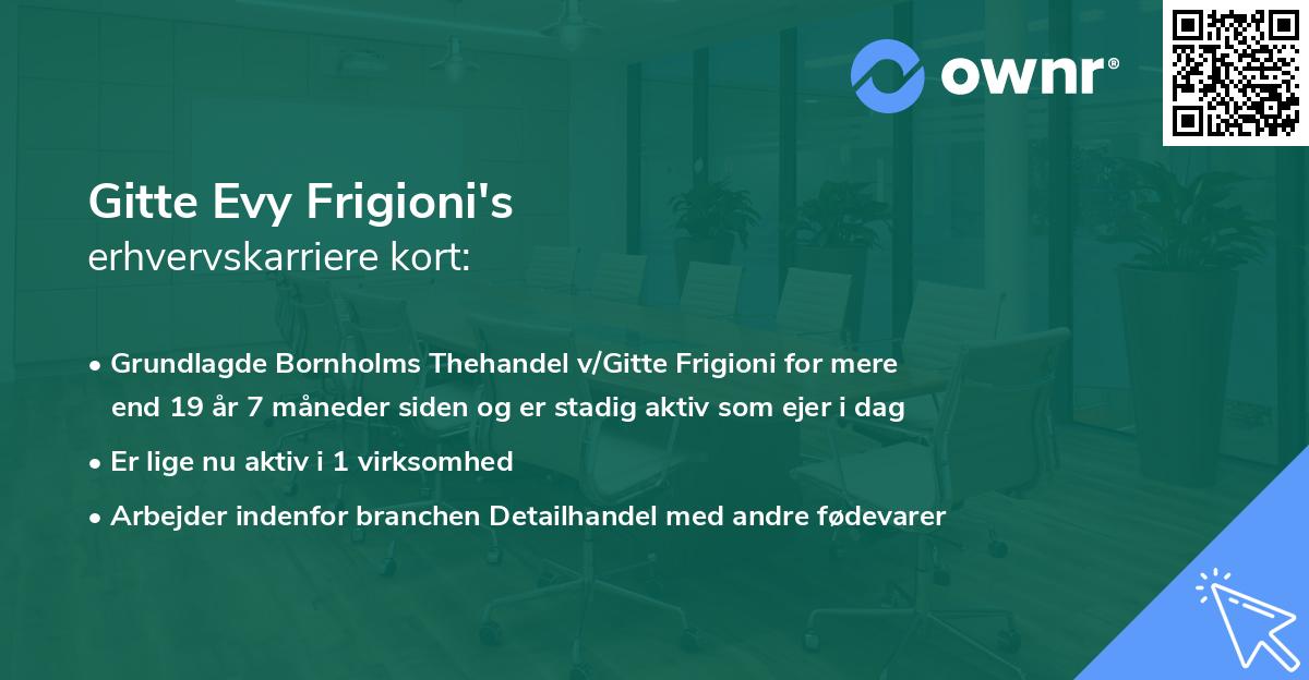 Gitte Evy Frigioni's erhvervskarriere kort
