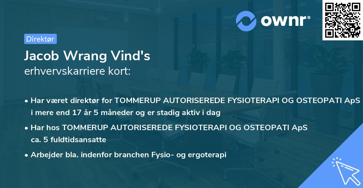 Jacob Wrang Vind's erhvervskarriere kort