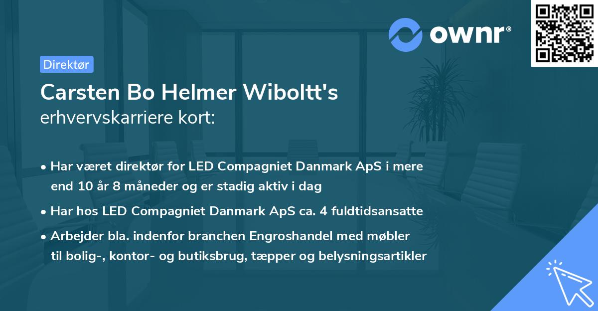 Carsten Bo Helmer Wiboltt's erhvervskarriere kort