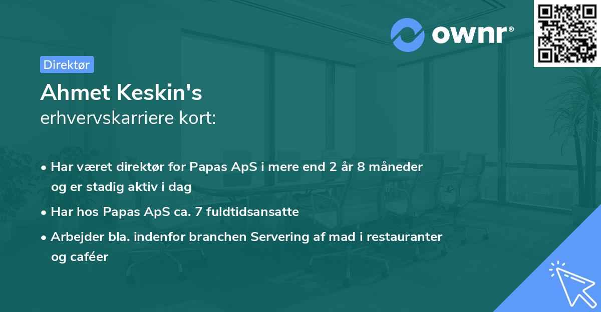 Ahmet Keskin's erhvervskarriere kort