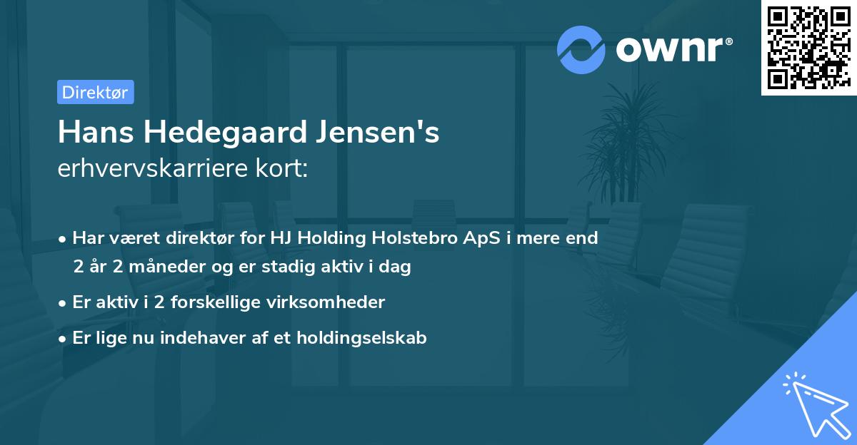 Hans Hedegaard Jensen's erhvervskarriere kort