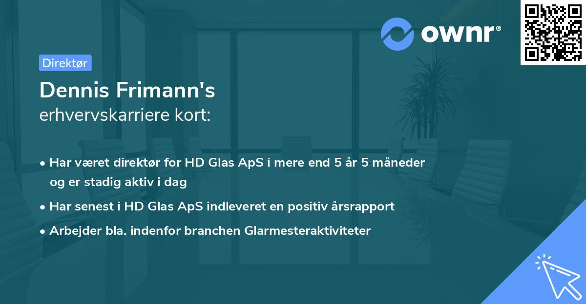 Dennis Frimann's erhvervskarriere kort