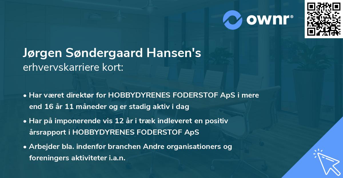 Jørgen Søndergaard Hansen's erhvervskarriere kort