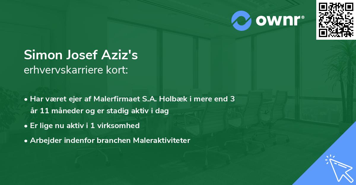 Simon Josef Aziz's erhvervskarriere kort