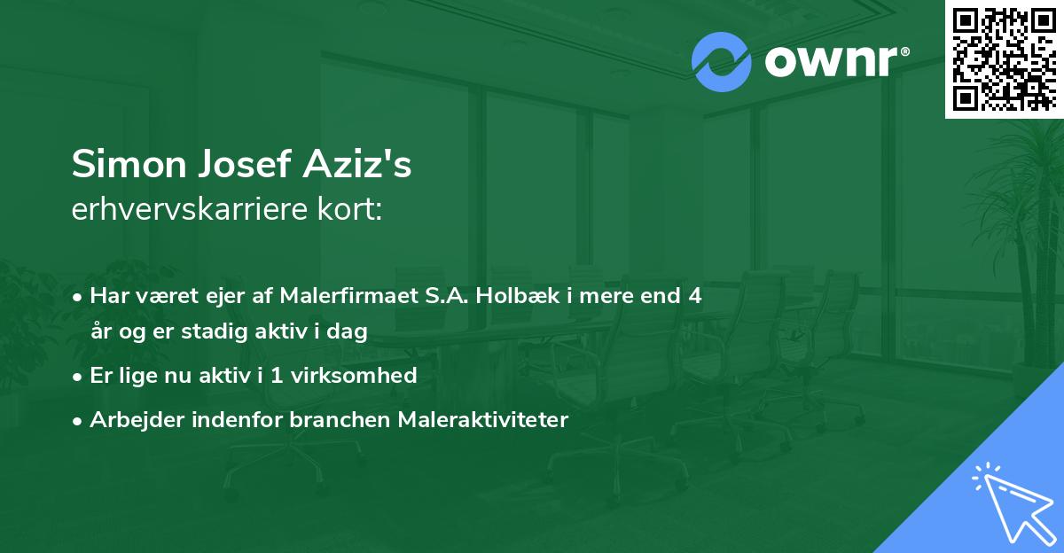 Simon Josef Aziz's erhvervskarriere kort
