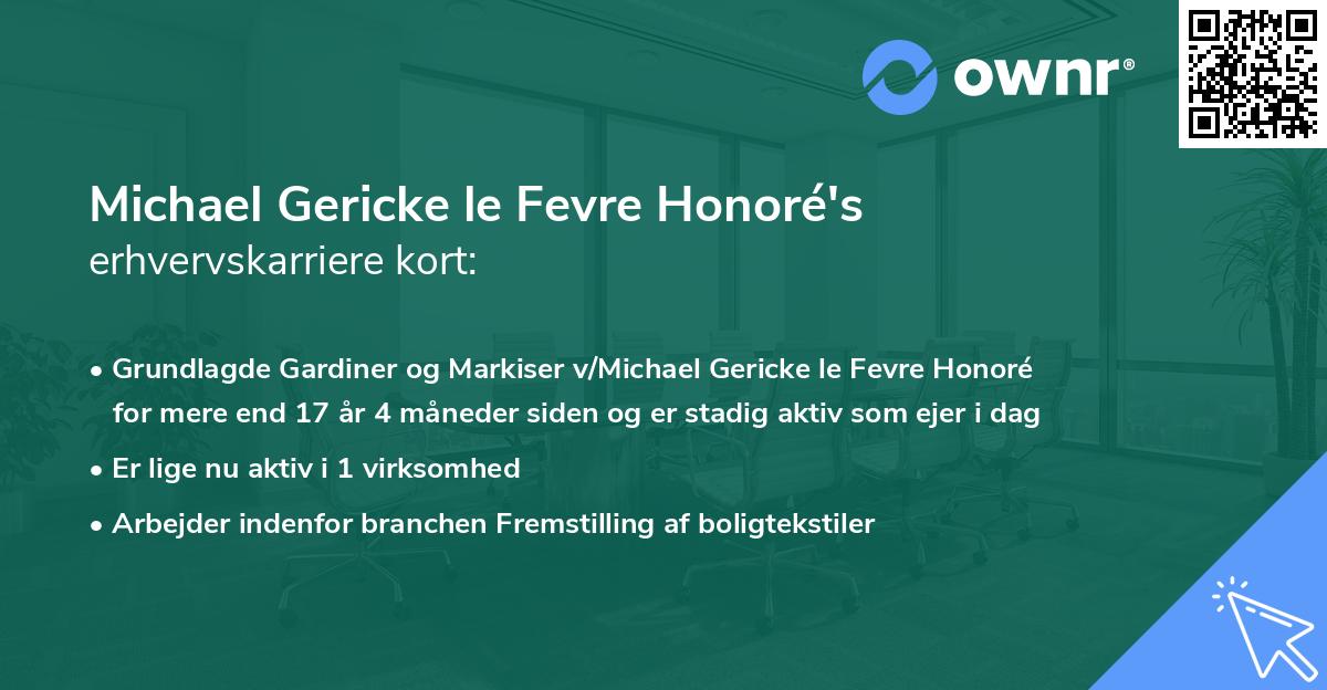 Michael Gericke le Fevre Honoré's erhvervskarriere kort